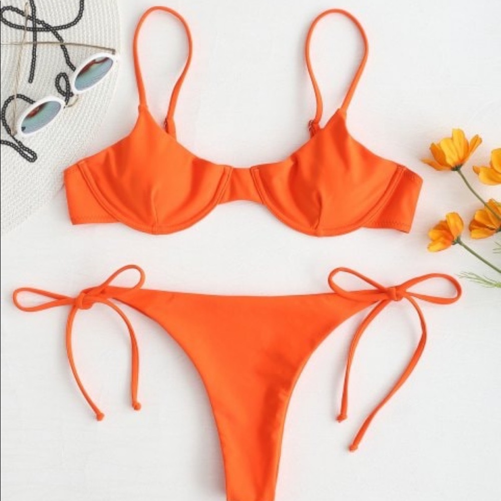 Zaful Bright Orange Underwire Bikini